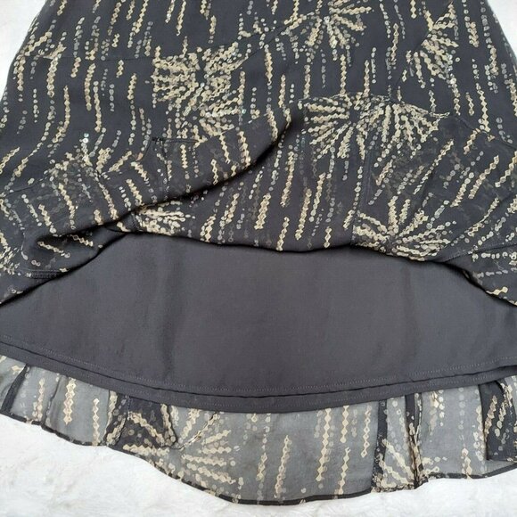 Alfani Petite Women 10P Silk Black Gold Sequin Blouse & Flared Skirt Set 2-Piece - Picture 10 of 12